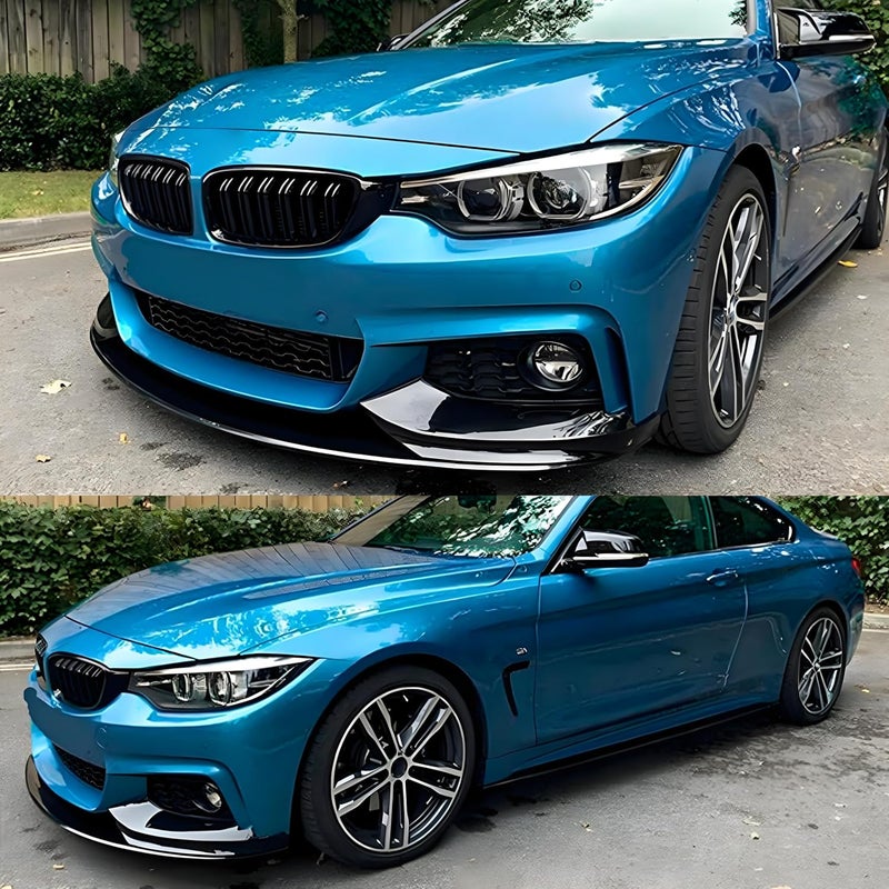 NeespoC Front Bumper Lip Splitter Spoiler Compatible with BMW 4 Series 2014-2020 428i/ 430i/ 435i/ 440i/ F32/ F33/ F36/ (M Sport Models), Gloss Black 4pcs Air Chin Body Kit Exterior Accessories - Image 4